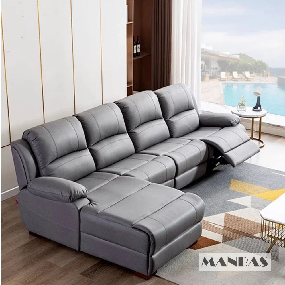 Genuine Leather Manual Electri - Home Cinema Couch ulasan dan harga