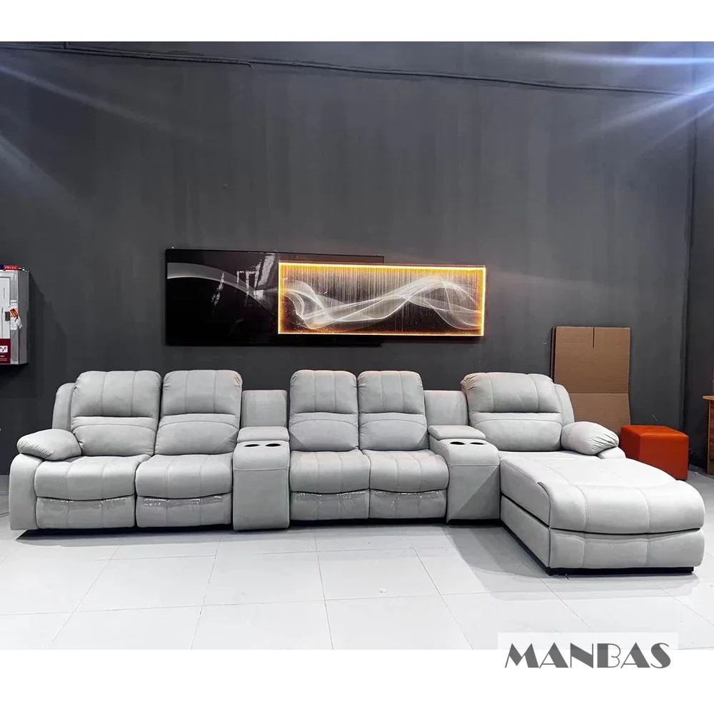 Genuine Leather Manual Electri - Home Cinema Couch ulasan dan harga