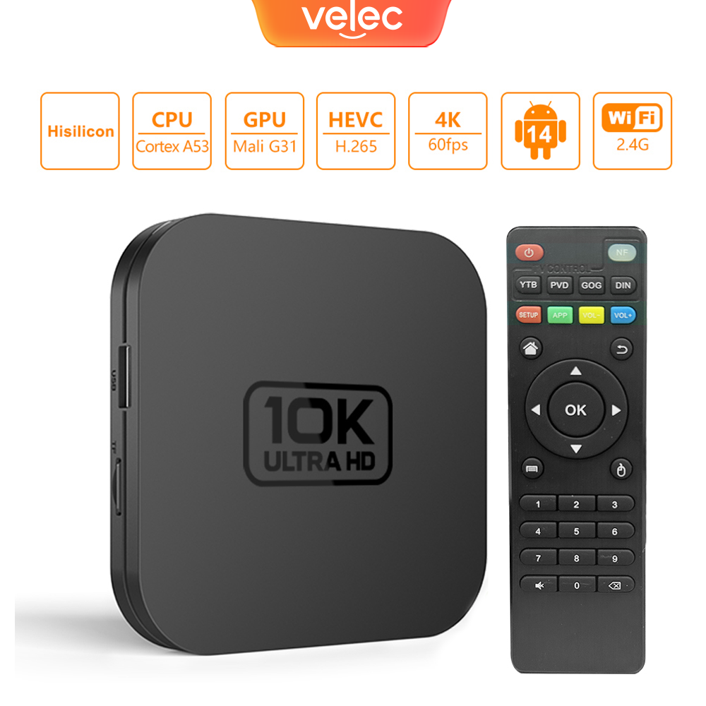 Velec Smart TV Box Android 14  - Home Cinema Media Player ulasan dan harga