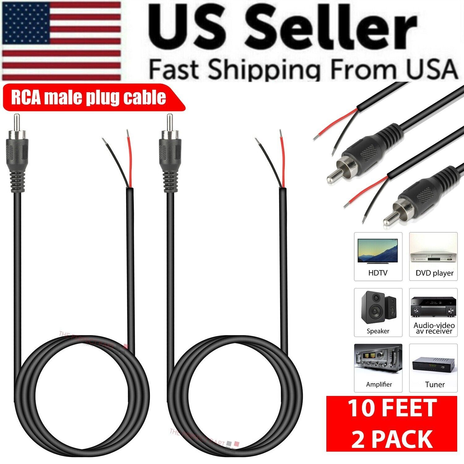 2-Pack 10ft RCA Male Plug To B - Home Cinema Hall ulasan dan harga