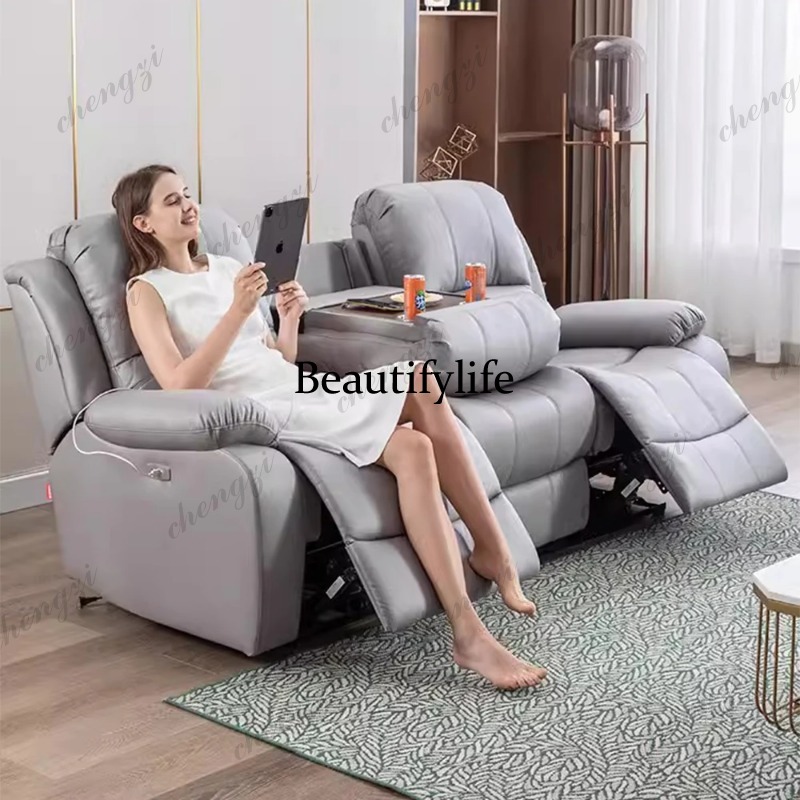 Genuine Leather Manual Electri - Home Cinema Couch ulasan dan harga