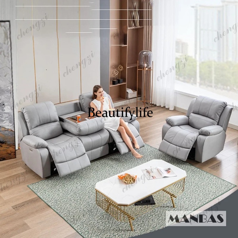 Genuine Leather Manual Electri - Home Cinema Couch ulasan dan harga