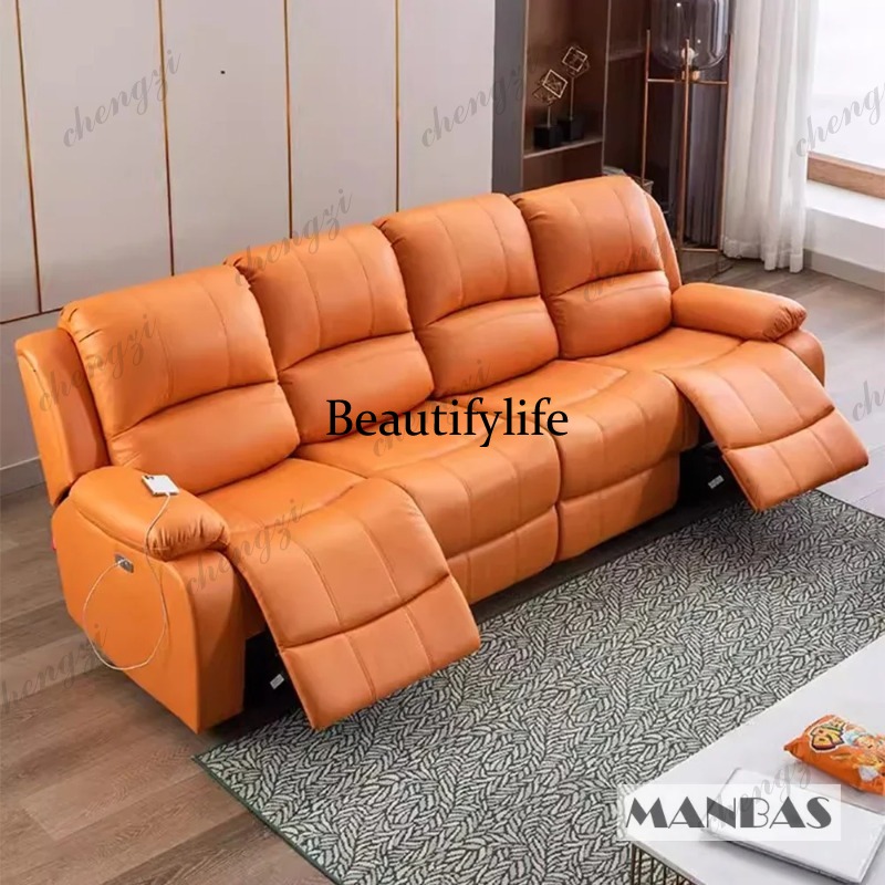 Genuine Leather Manual Electri - Home Cinema Couch ulasan dan harga